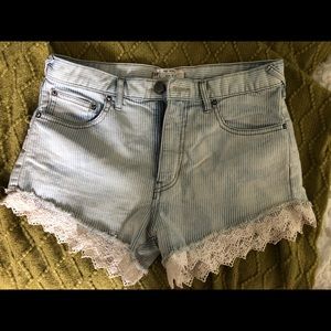Free people striped lace Jean shorts